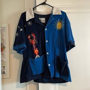 Tombolo Rocket Lobster Cabana Shirt - terry cloth Top size XL